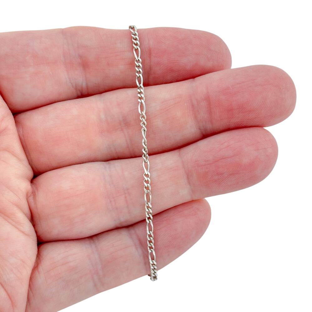 Vintage Sterling Silver 925 Figaro Chain Anklet 10"
